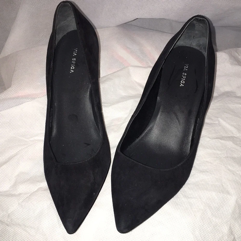 Via Spiga Black Suede Heels | Leather Upper | Size 6.5